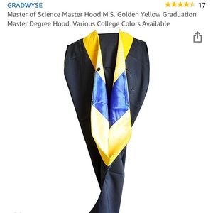 Master of science master's hood blue and gold